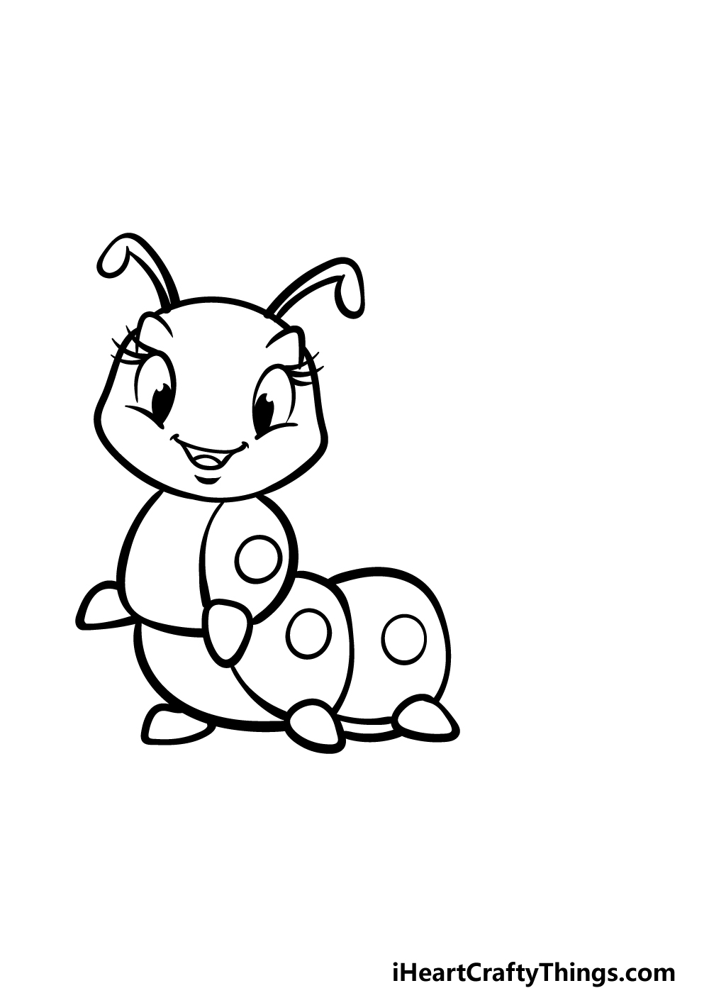 how to draw a cartoon caterpillar step 3