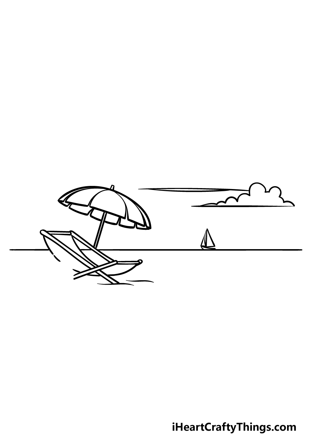 how to draw a cartoon beach step 3