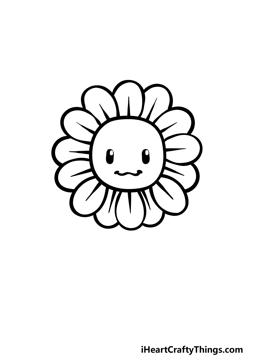 how to draw a cartoon sunflower step 4