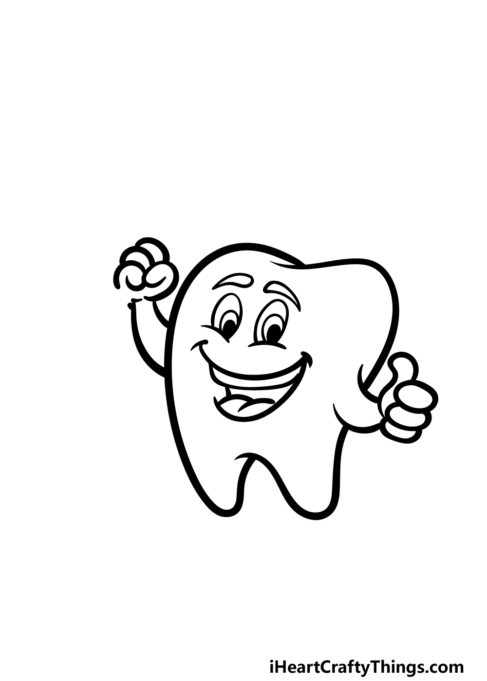 how to draw a cartoon tooth step 4