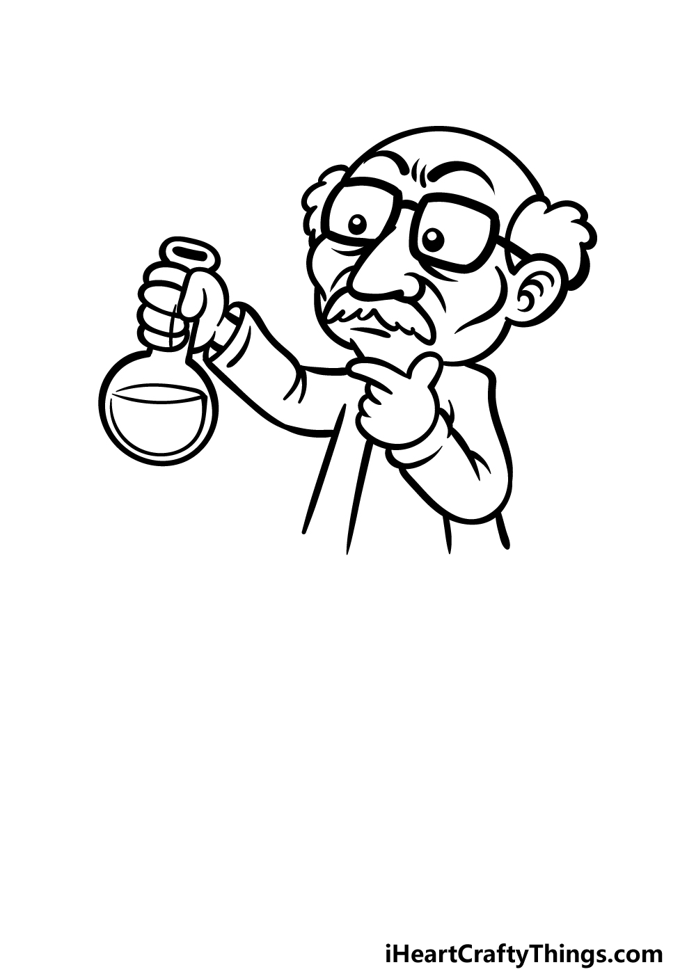 how to draw a cartoon scientist step 4