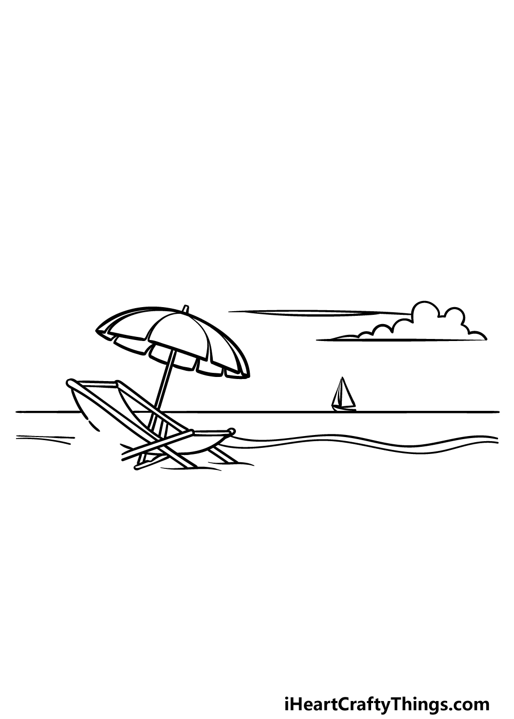 how to draw a cartoon beach step 4