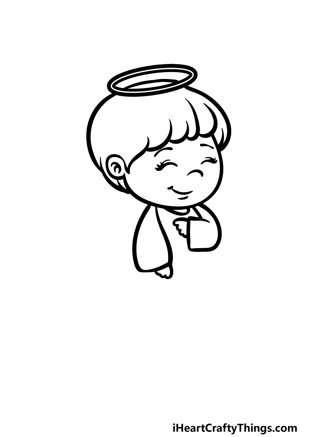 how to draw a cartoon angel step 4