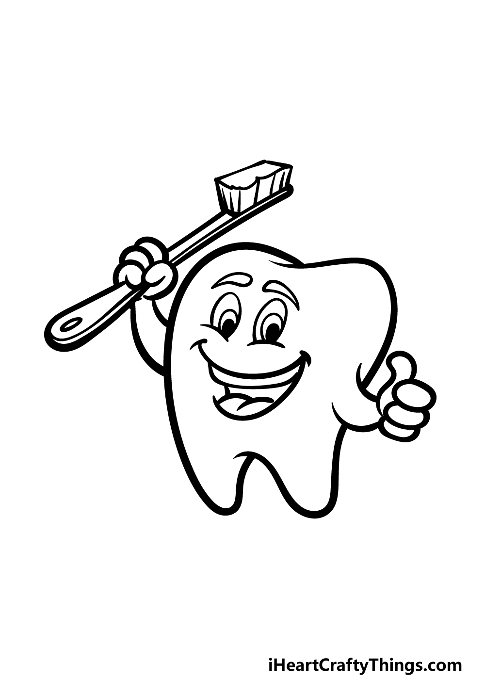how to draw a cartoon tooth step 5