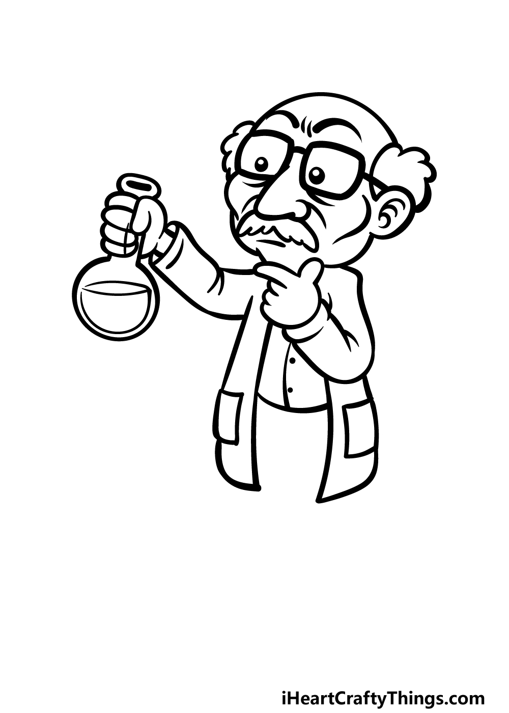 how to draw a cartoon scientist step 5