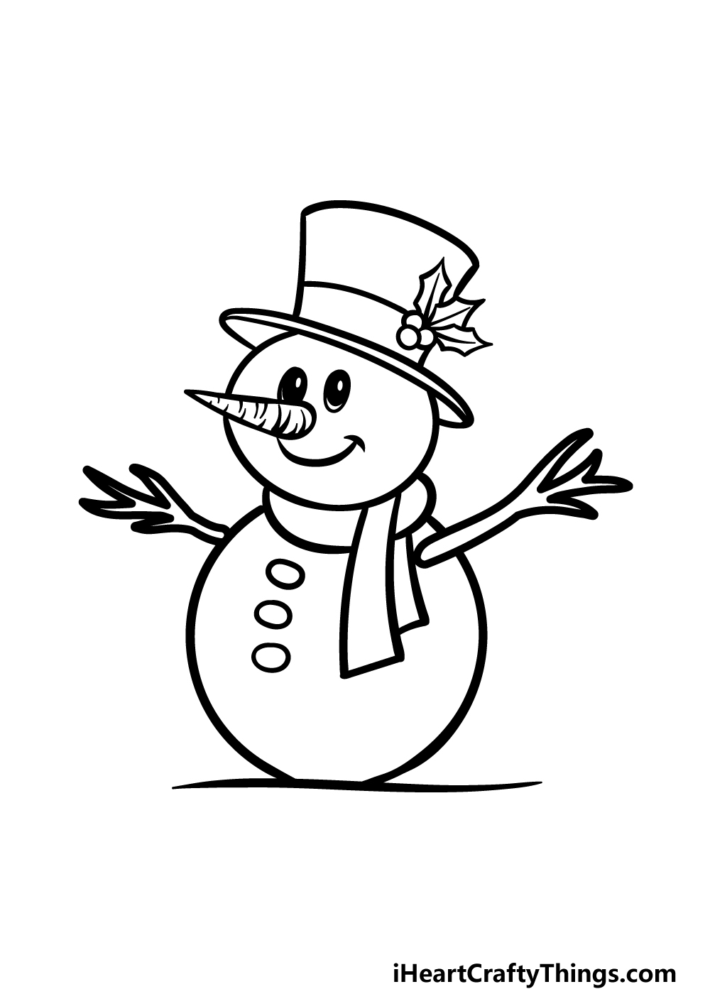 how to draw a cartoon snowman step 5
