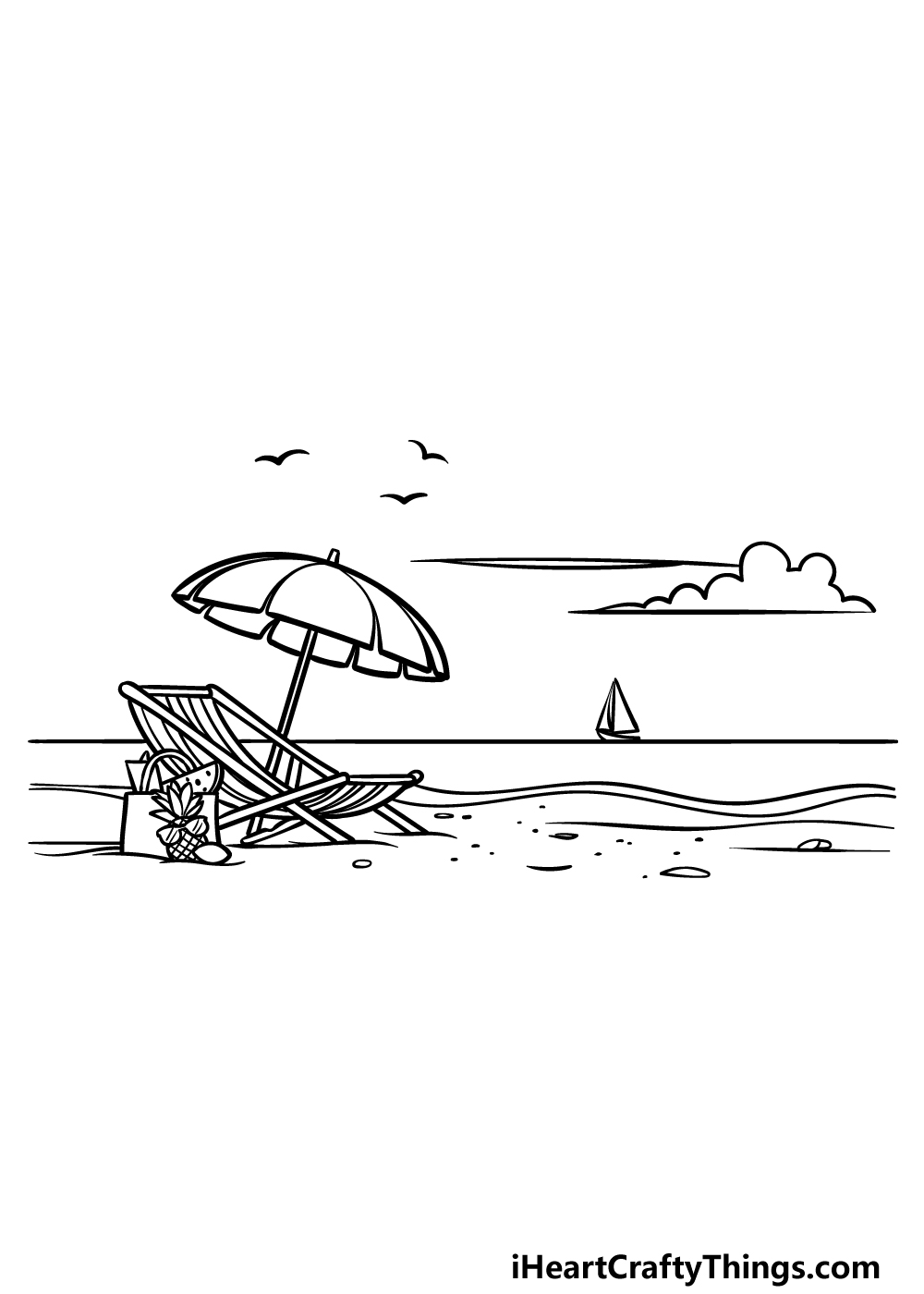 how to draw a cartoon beach step 5