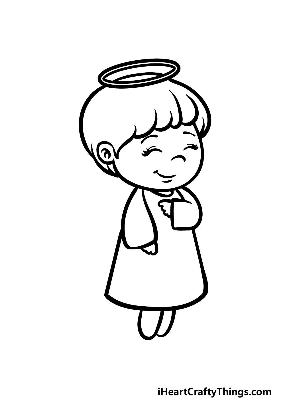 how to draw a cartoon angel step 5