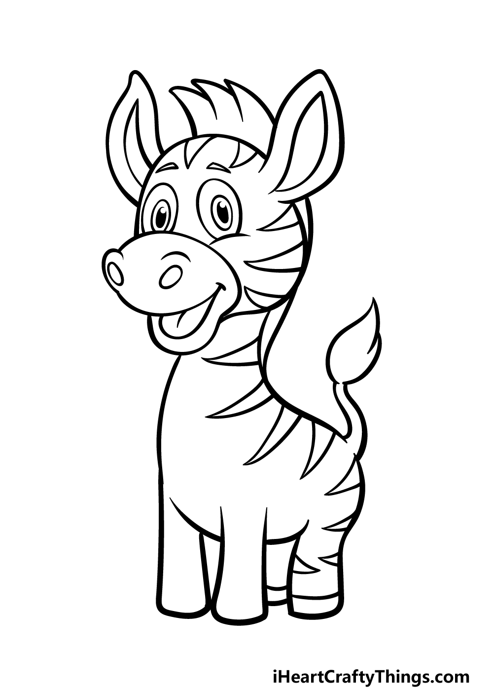 how to draw a cartoon zebra step 6