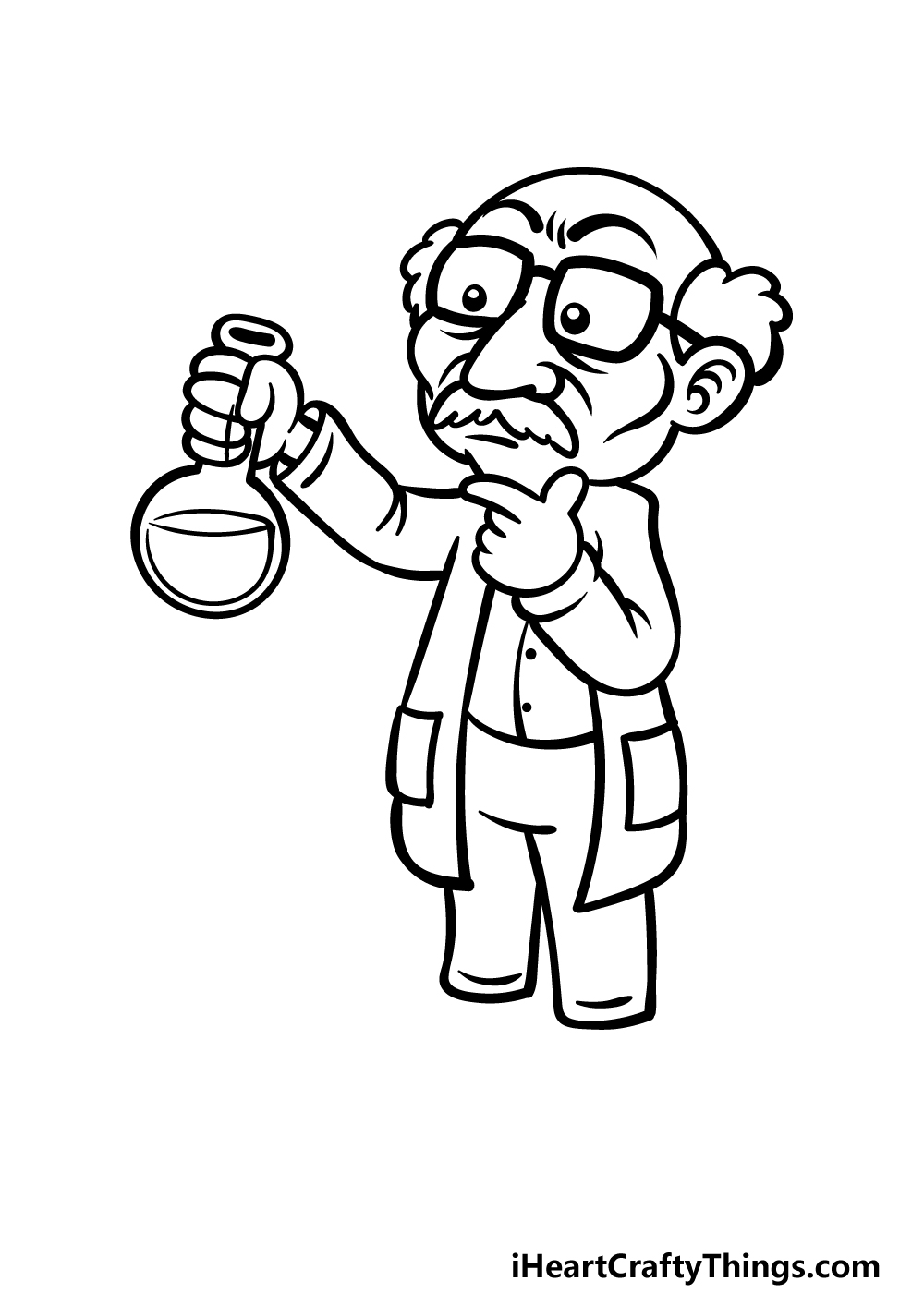 how to draw a cartoon scientist step 6