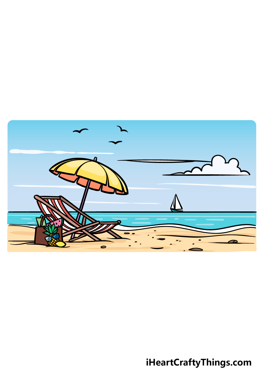 how to draw a cartoon beach step 6