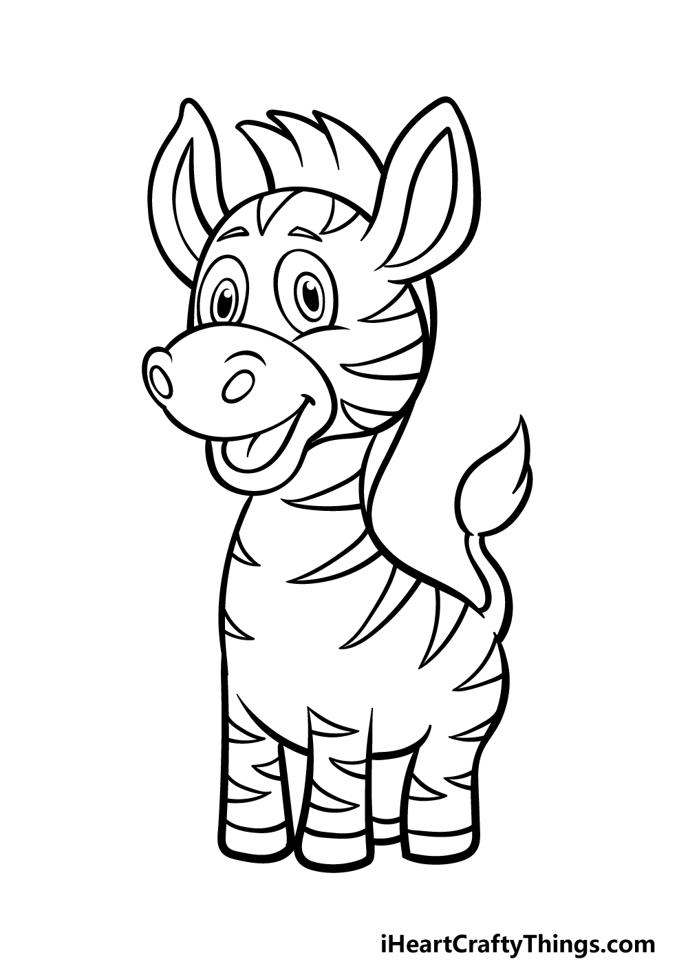 how to draw a cartoon zebra step 7