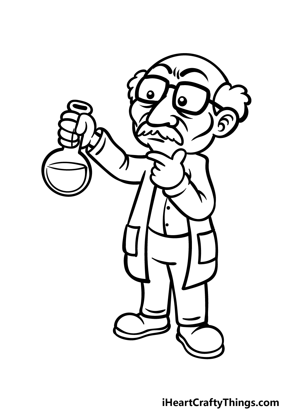how to draw a cartoon scientist step 7