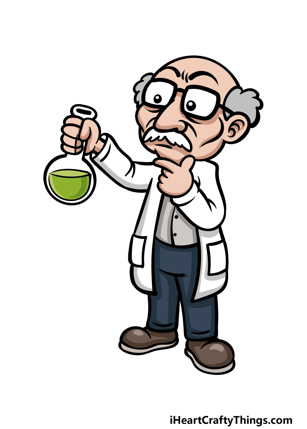 how to draw a cartoon scientist step 8