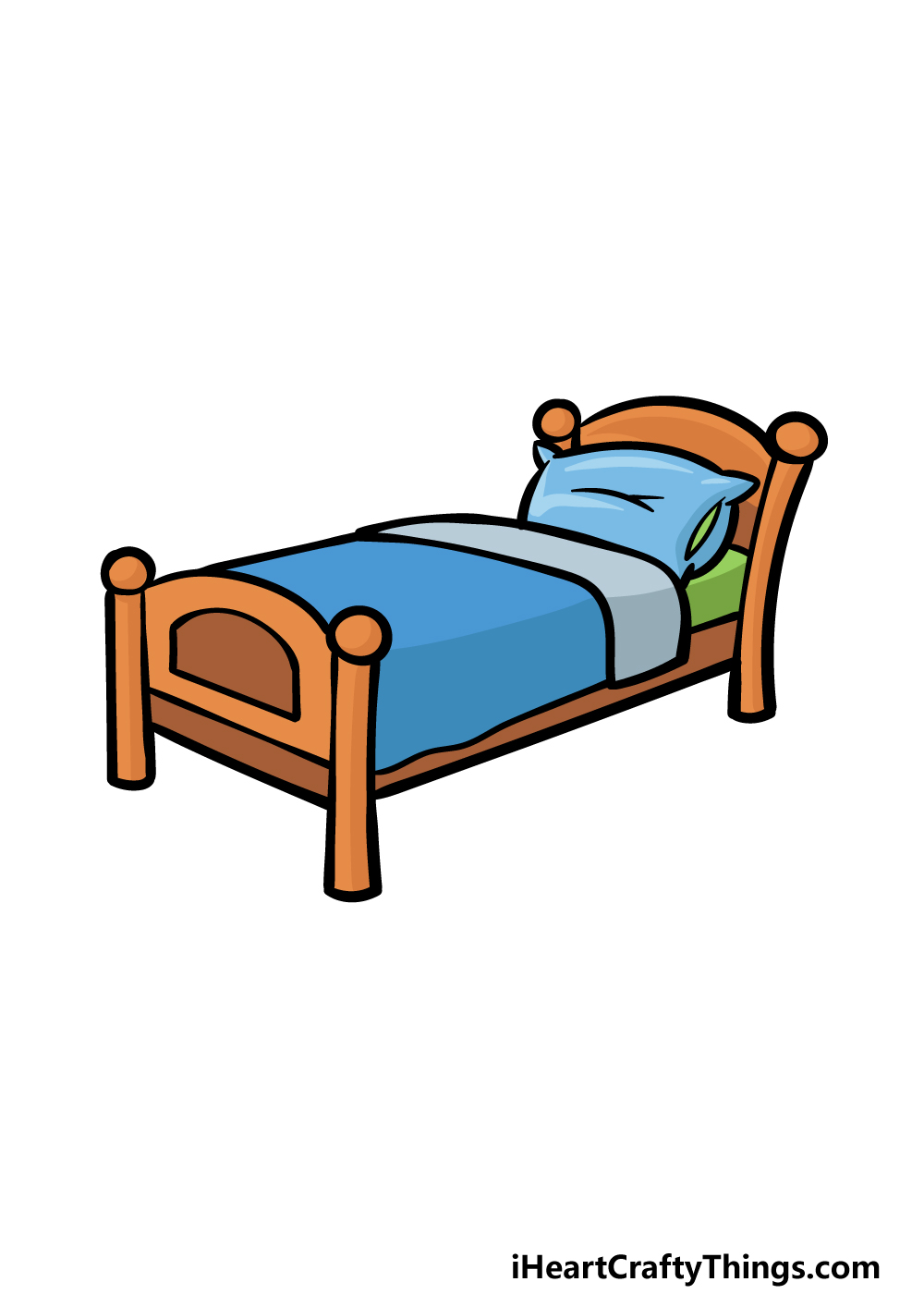 how to draw a cartoon bed step 8