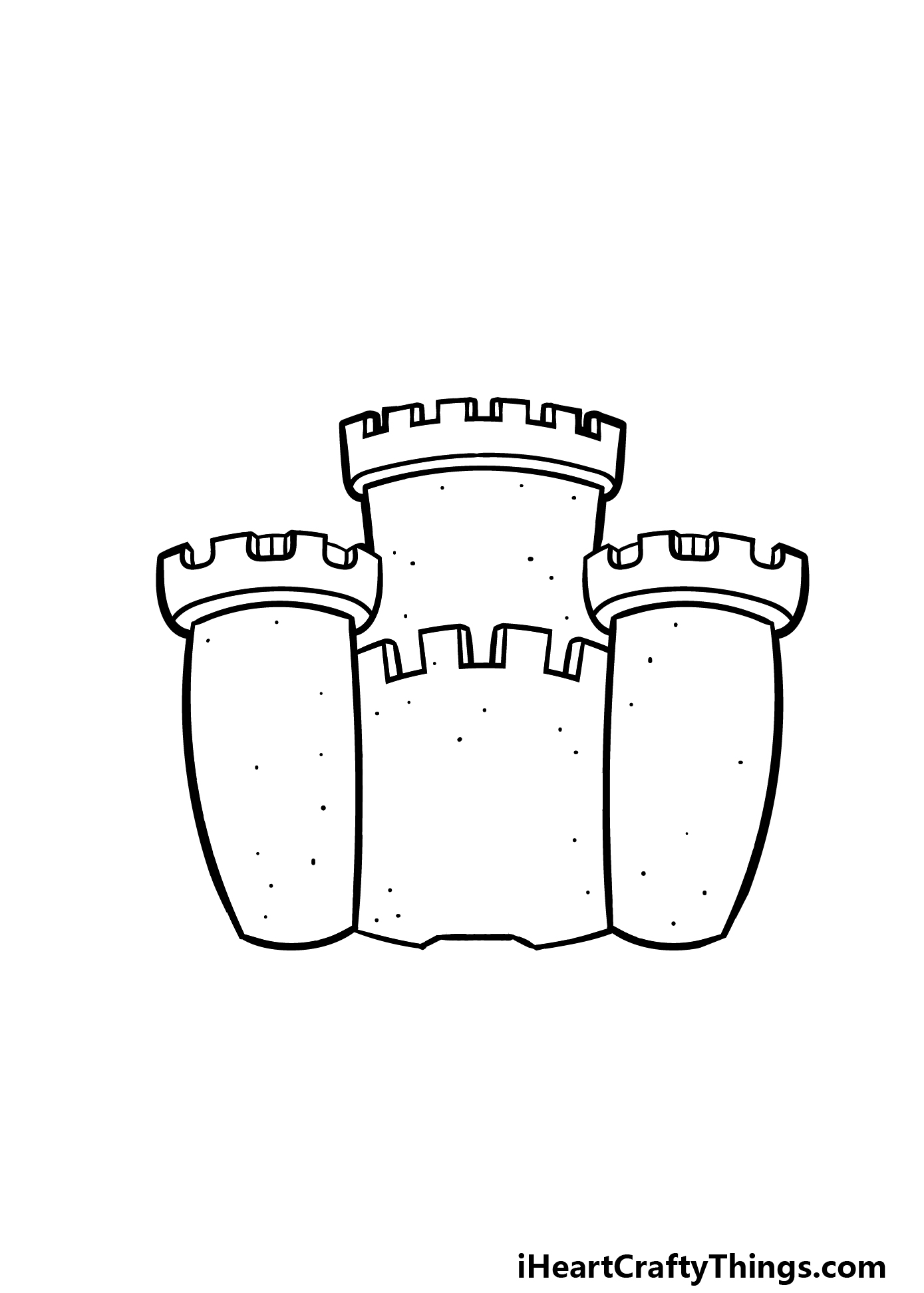 how to draw a cartoon castle step 2