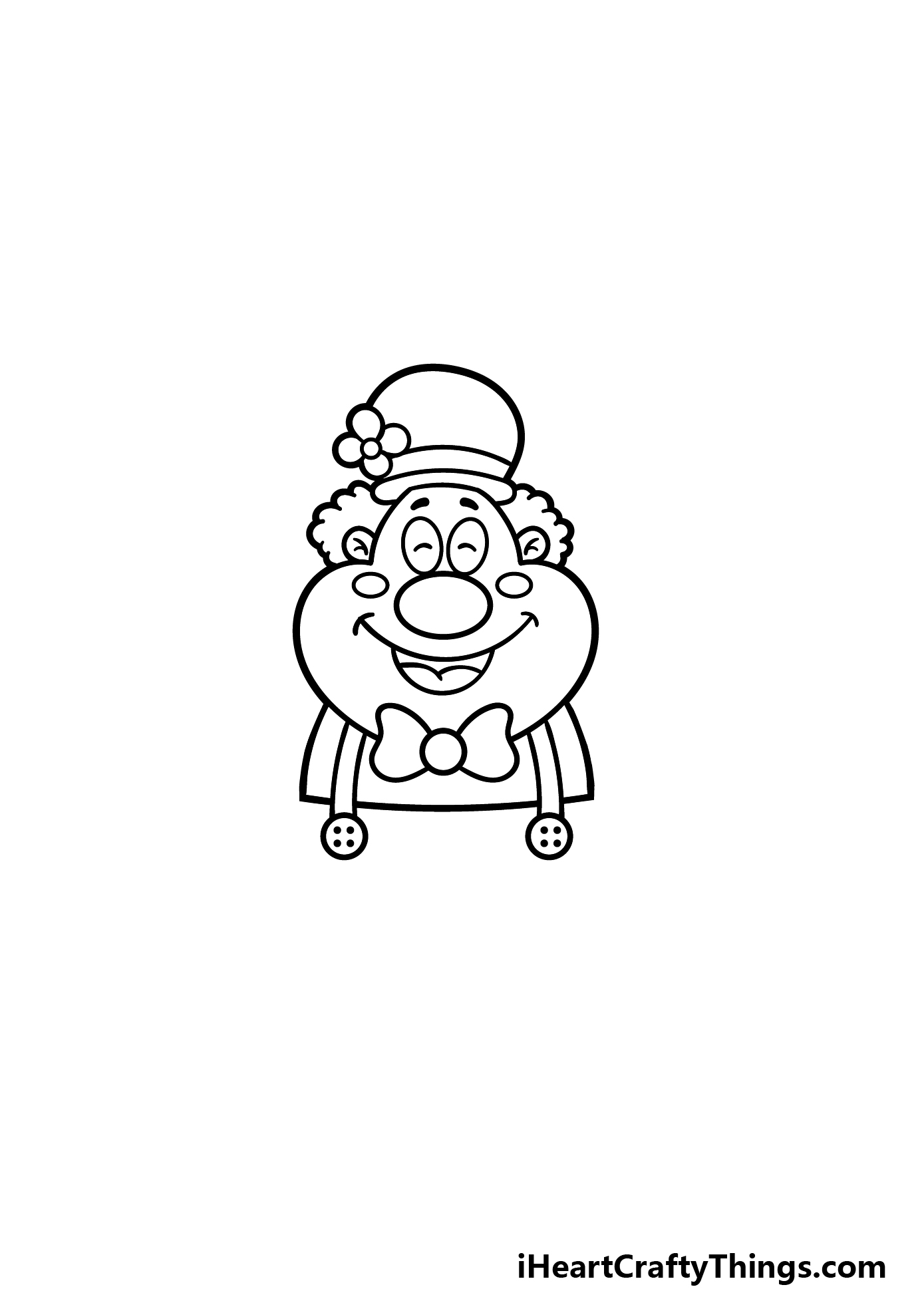 how to draw a cartoon clown step 2