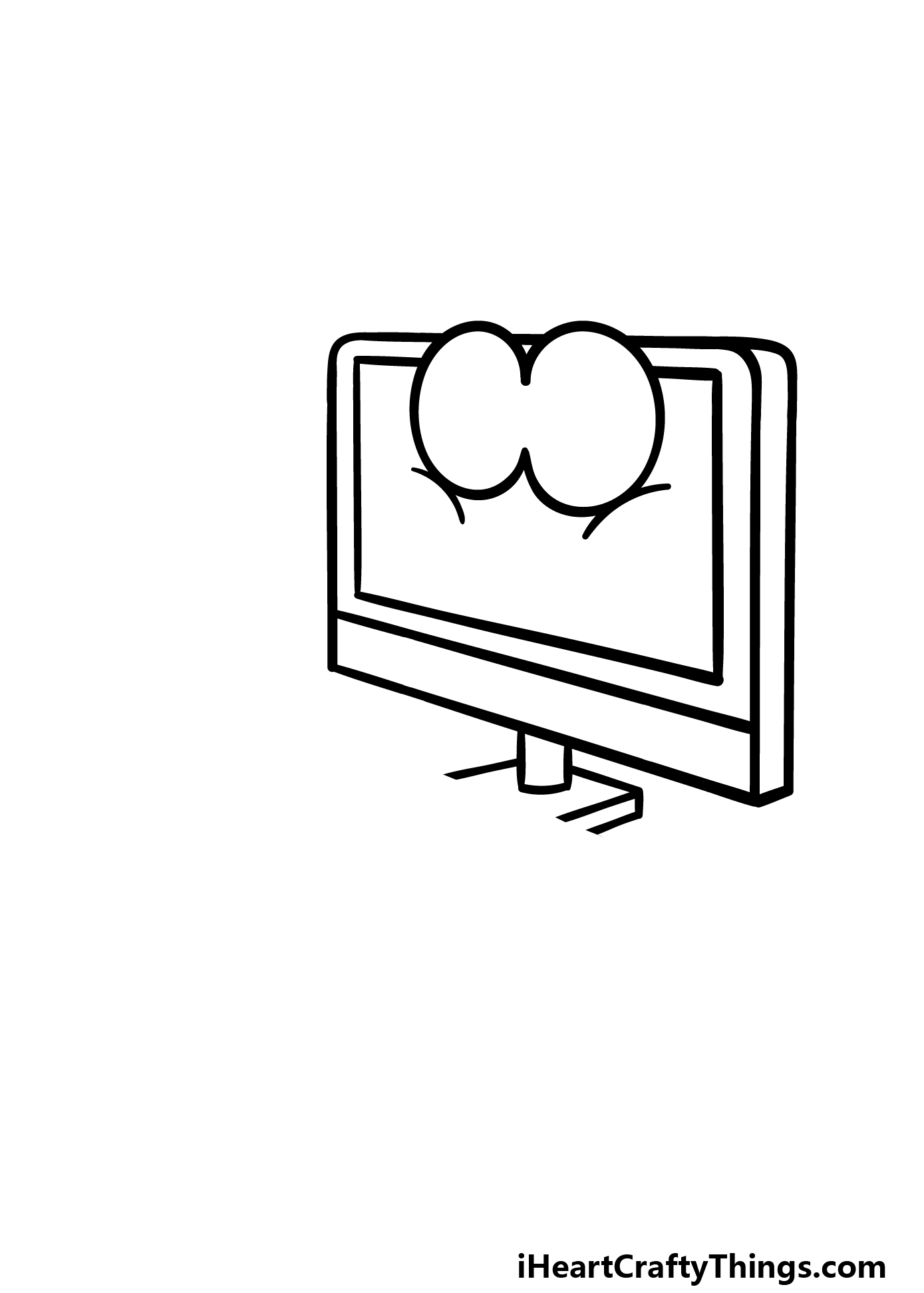 how to draw a cartoon computer step 2