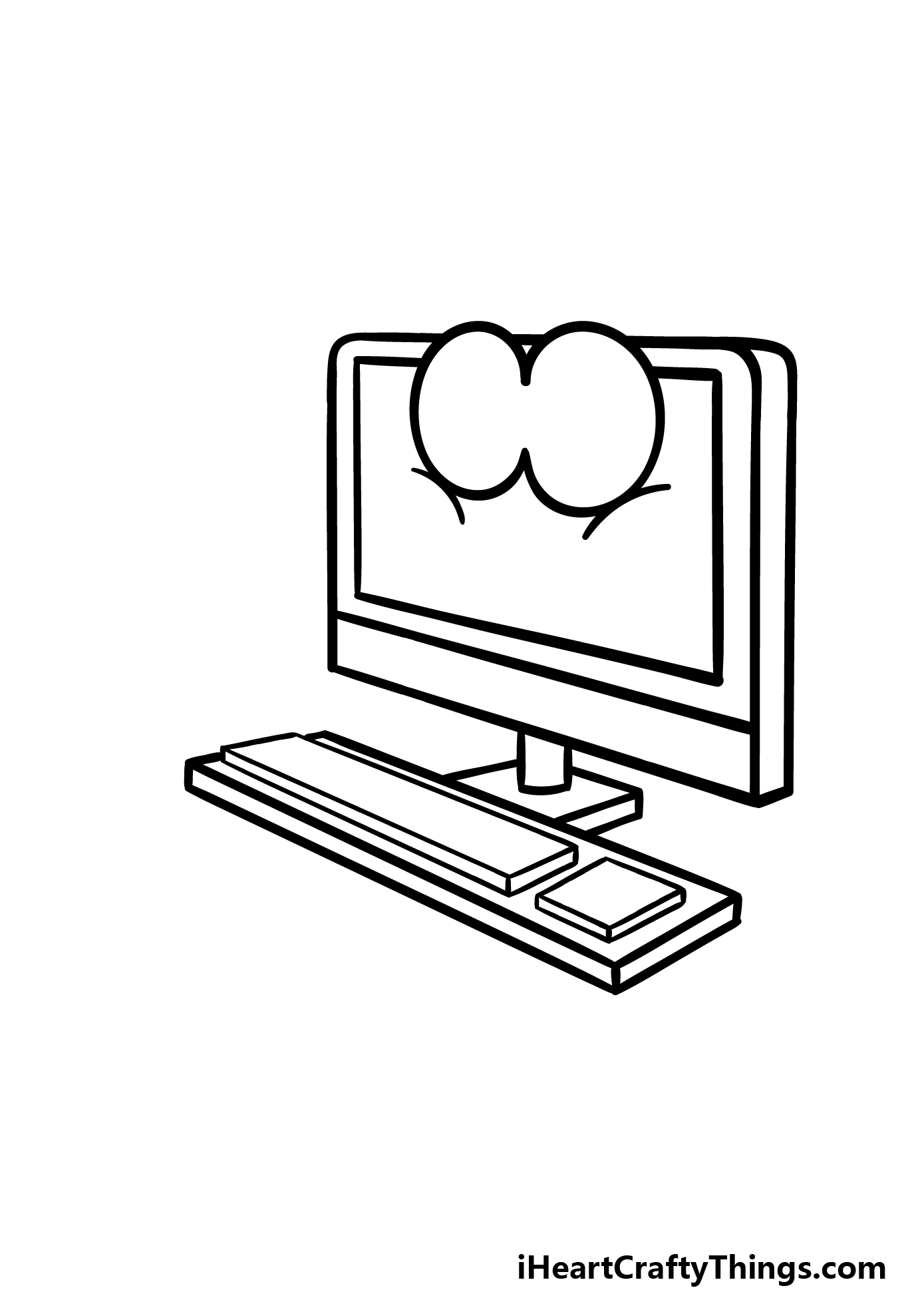 how to draw a cartoon computer step 3