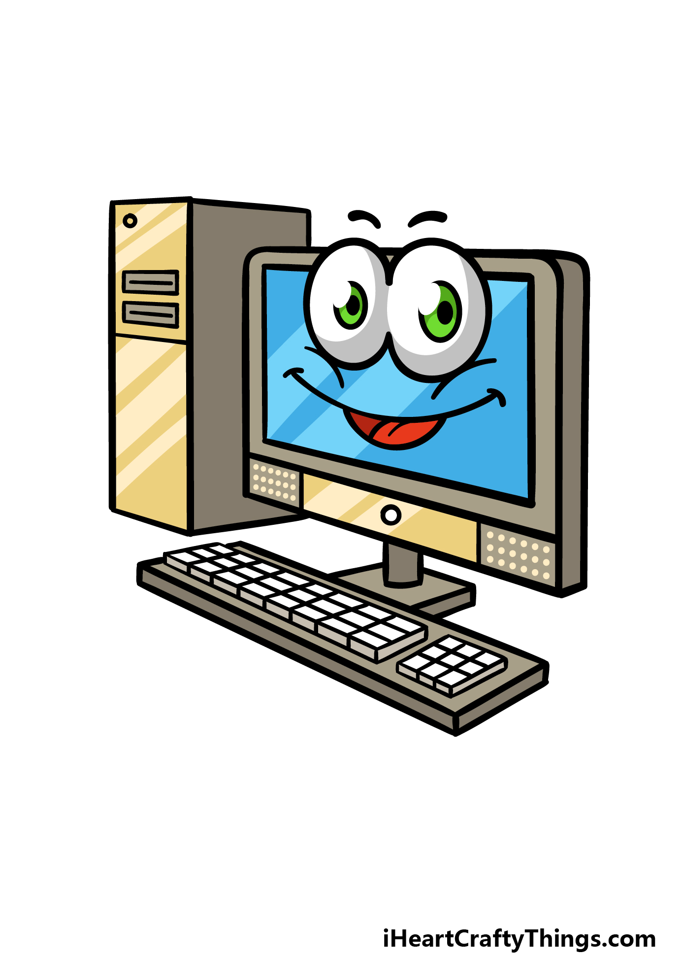 how to draw a cartoon computer step 7