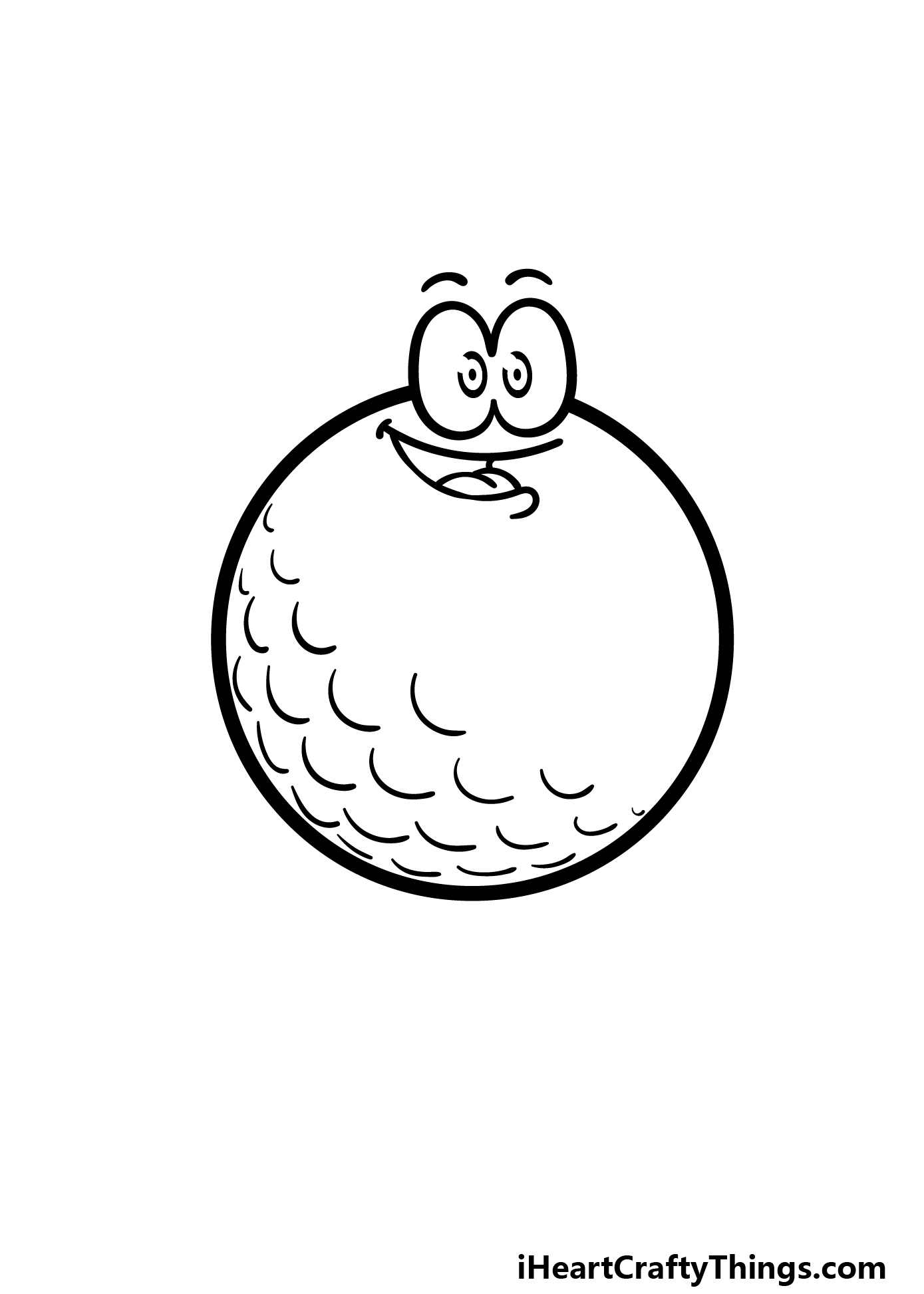 how to draw a cartoon golf ball step 6
