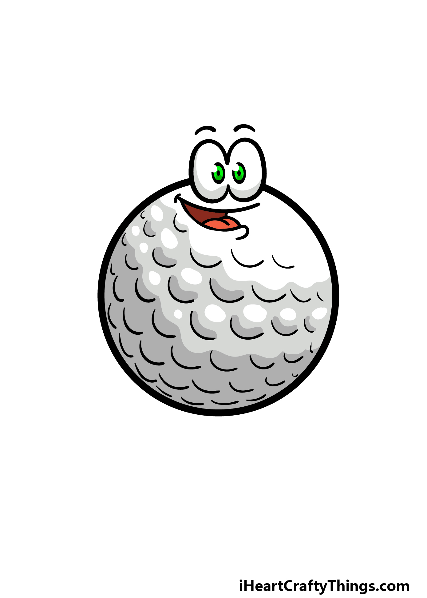 how to draw a cartoon golf ball step 8