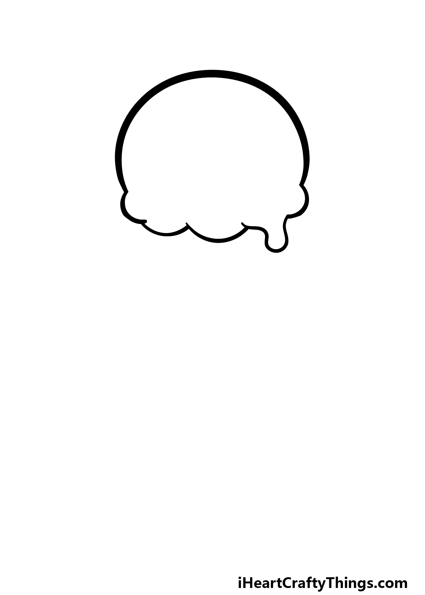 how to draw a cartoon Ice Cream step 1
