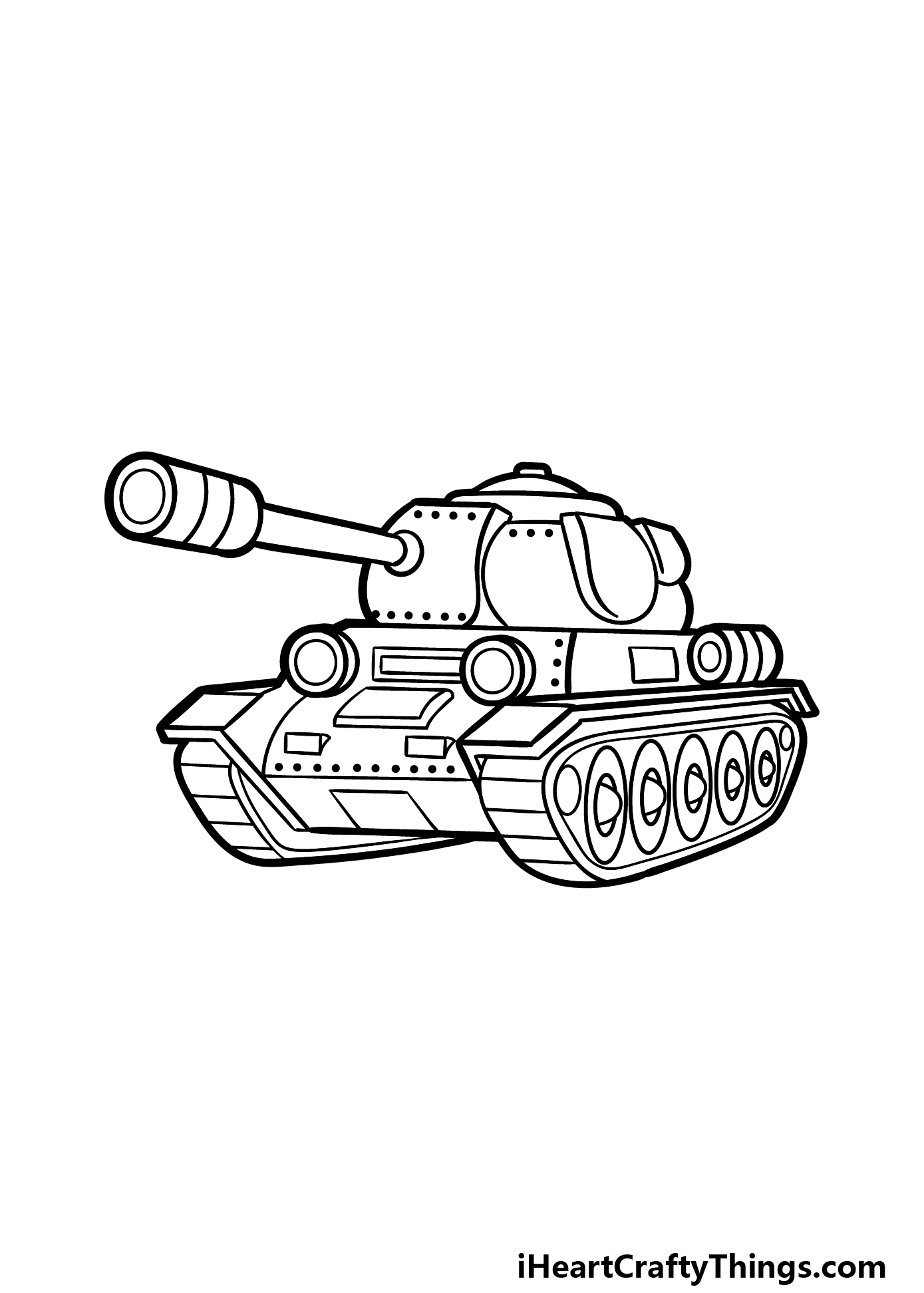 how to draw a cartoon tank step 7