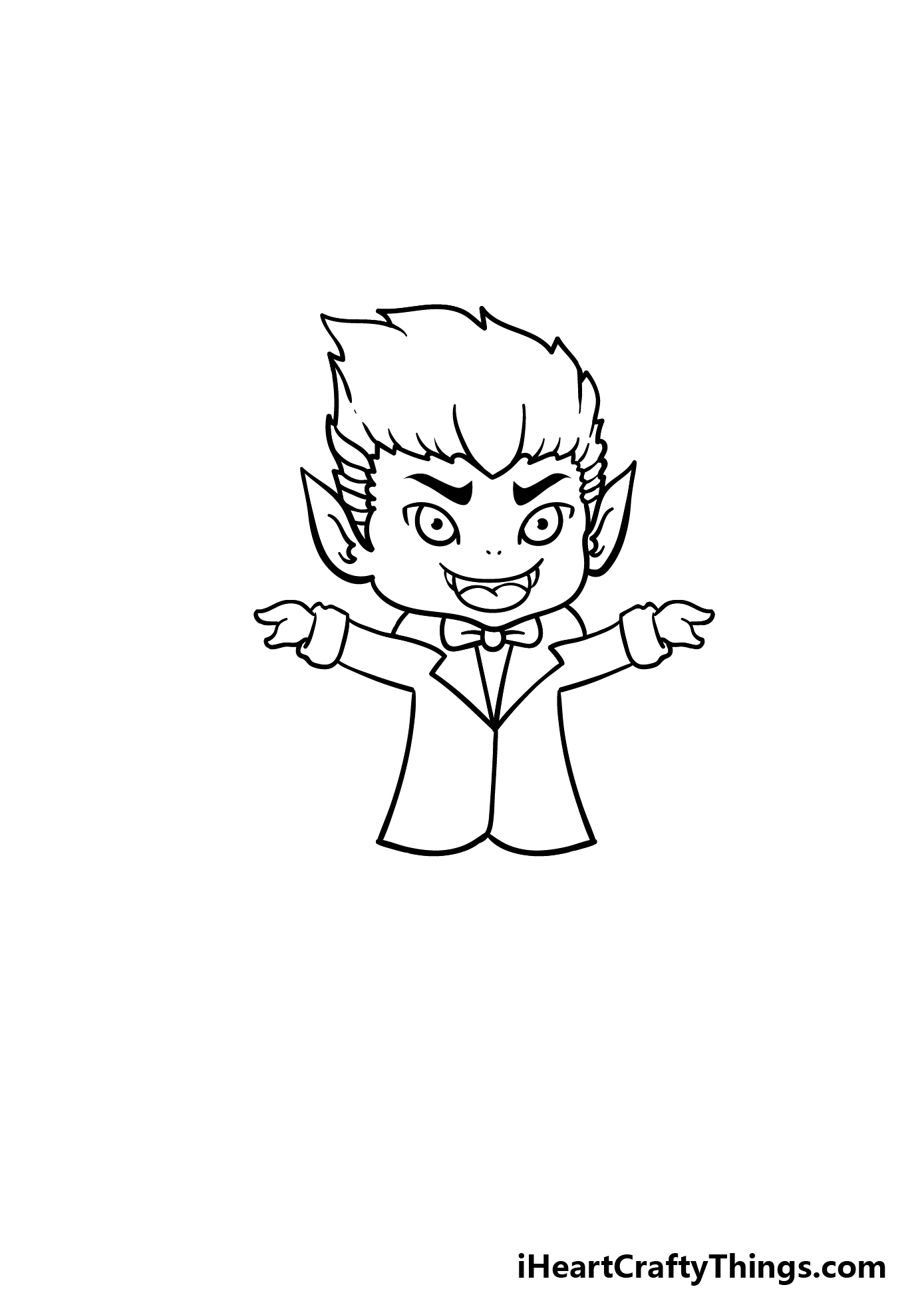how to draw a cartoon Dracula step 5