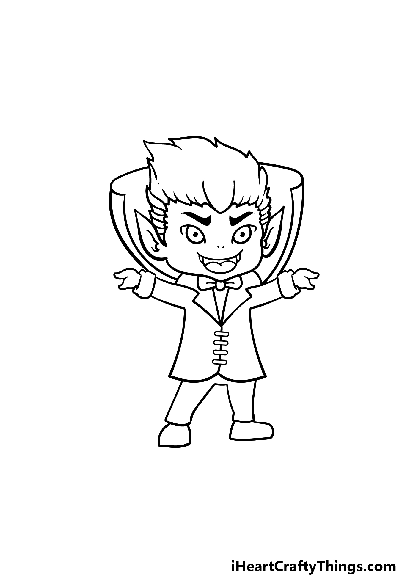 how to draw a cartoon Dracula step 7