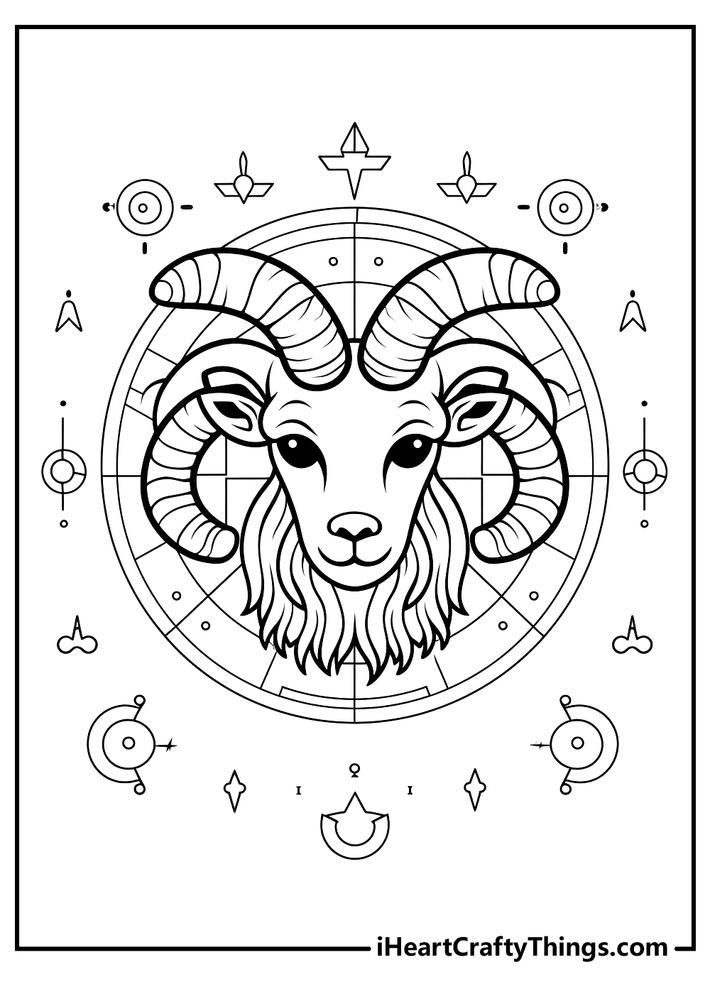 black-and-white zodiac coloring printable