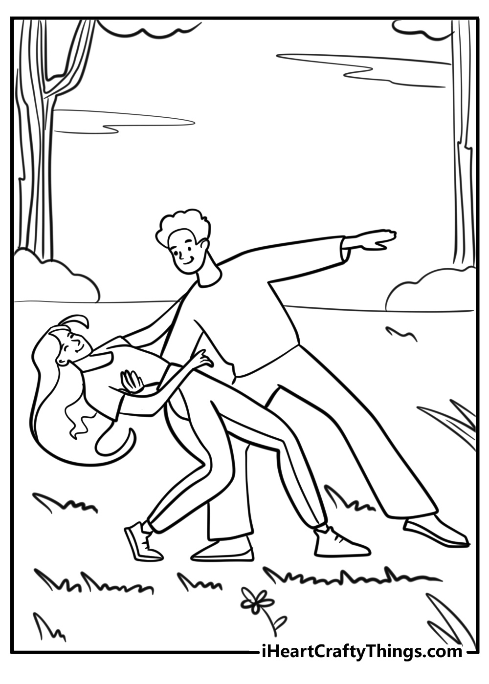 Happy dancing man and woman