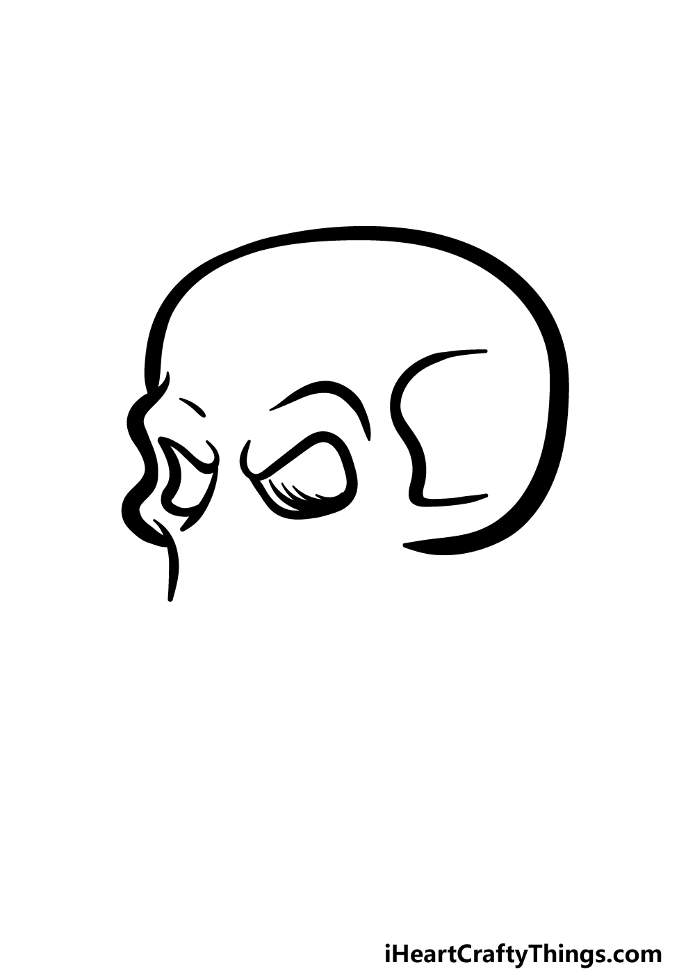 how to draw a cartoon skull step 2