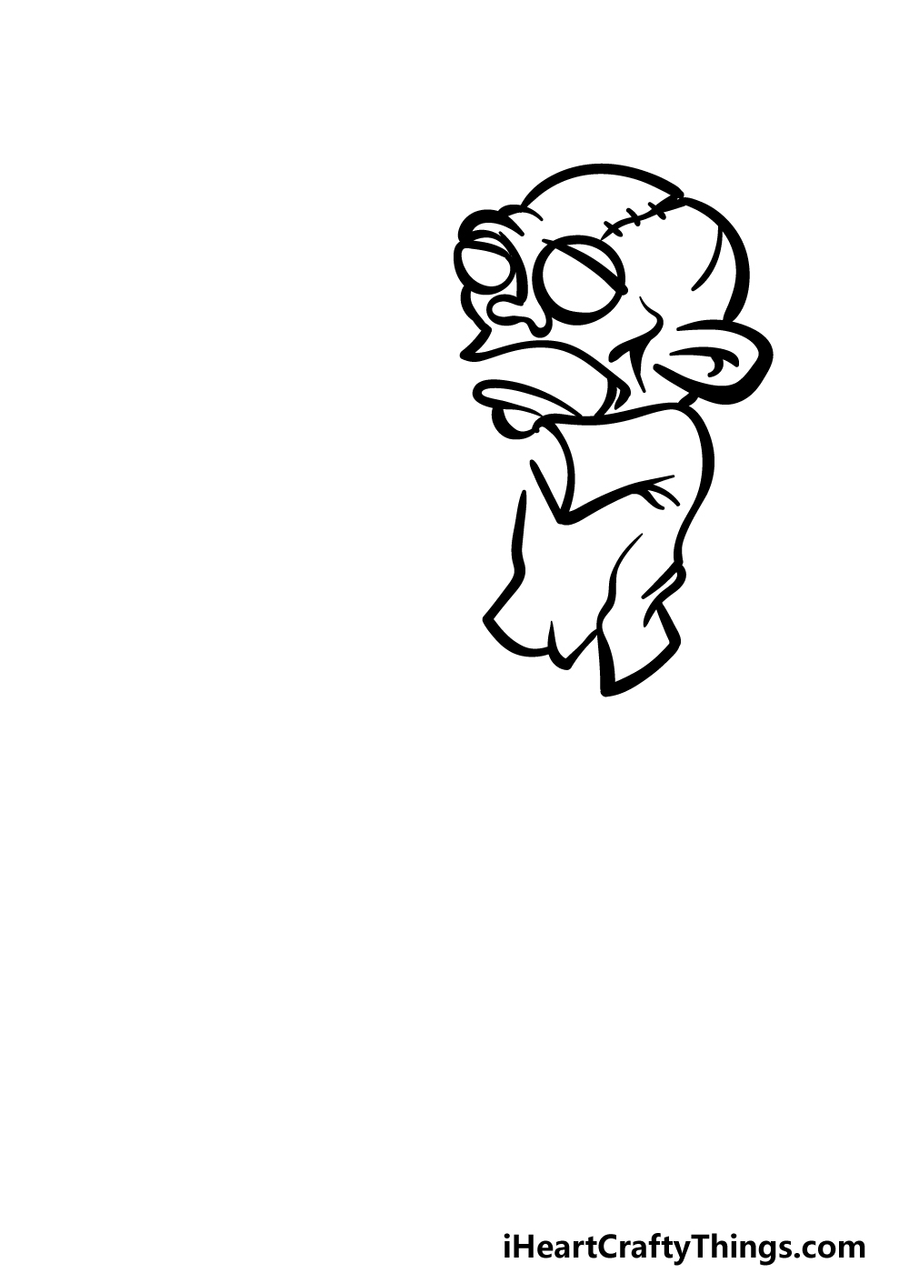 how to draw a cartoon zombie step 2