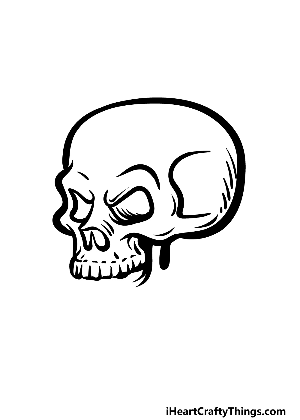 how to draw a cartoon skull step 3