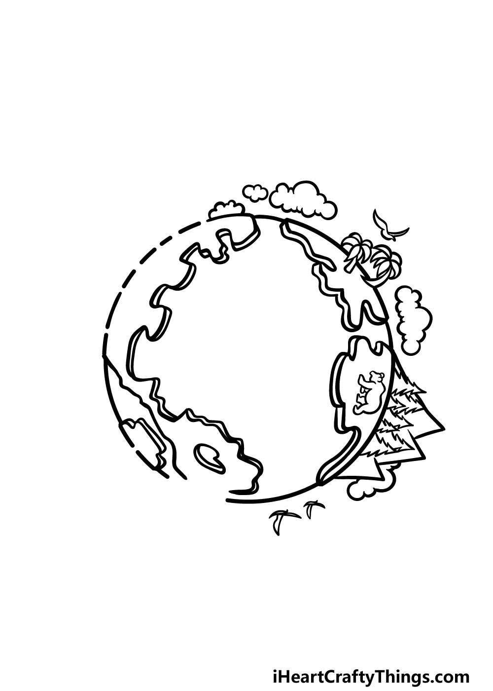 how to draw a cartoon earth step 3