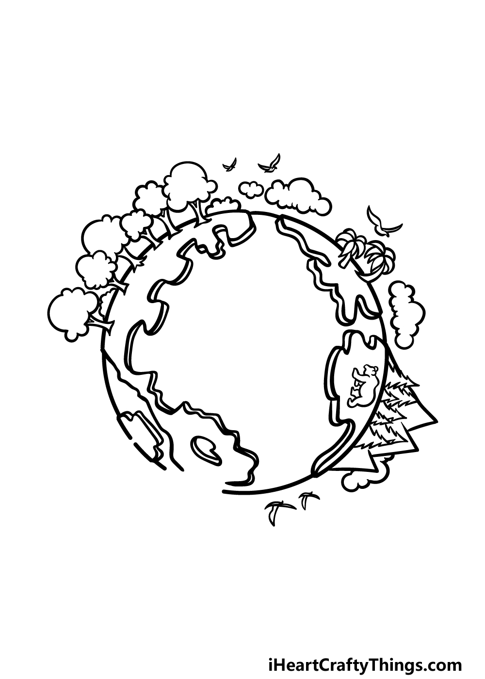 how to draw a cartoon earth step 4