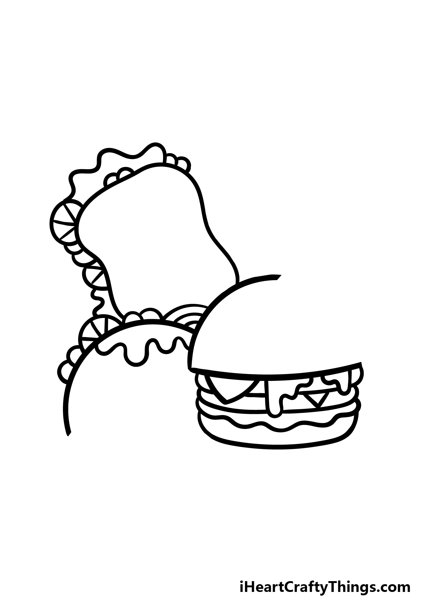 how to draw cartoon food step 2