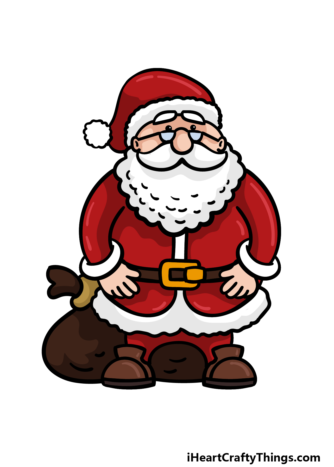 how to draw a cartoon Santa step 6