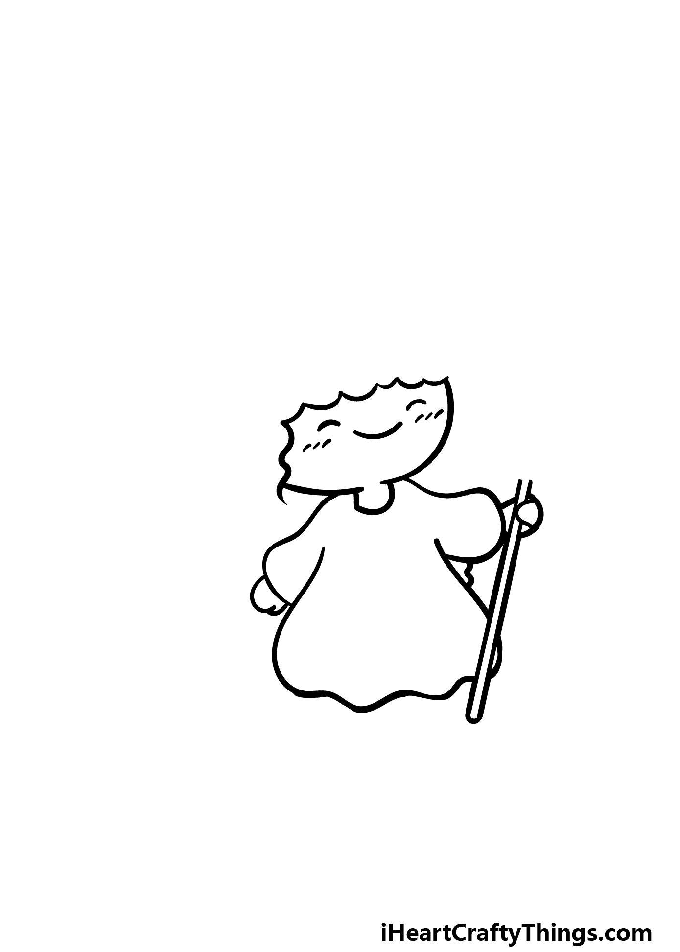 how to draw a cartoon witch step 2
