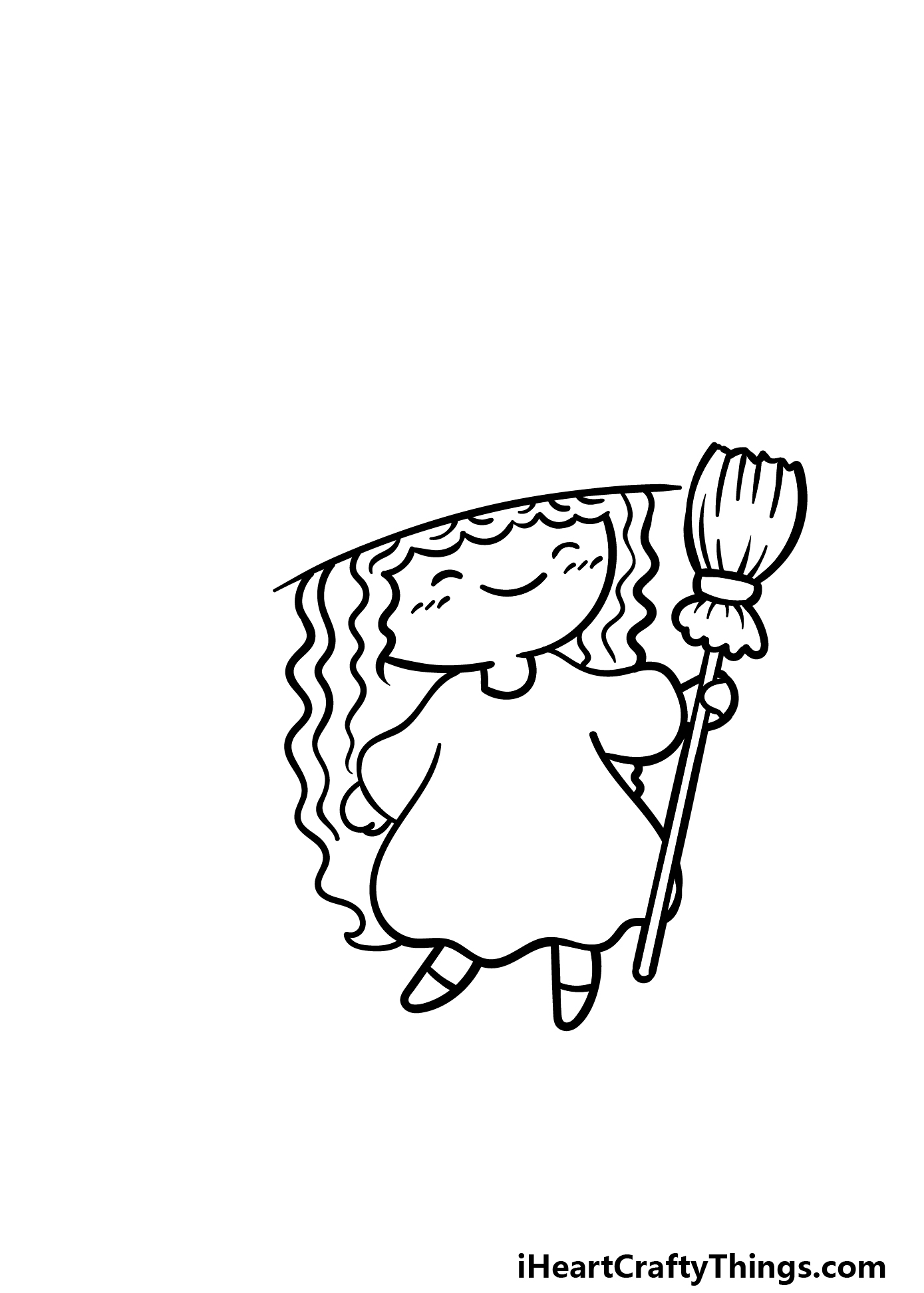 how to draw a cartoon witch step 4