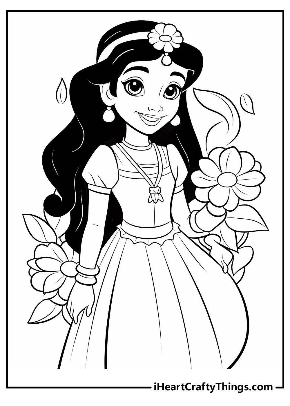 jasmine coloring sheet free download