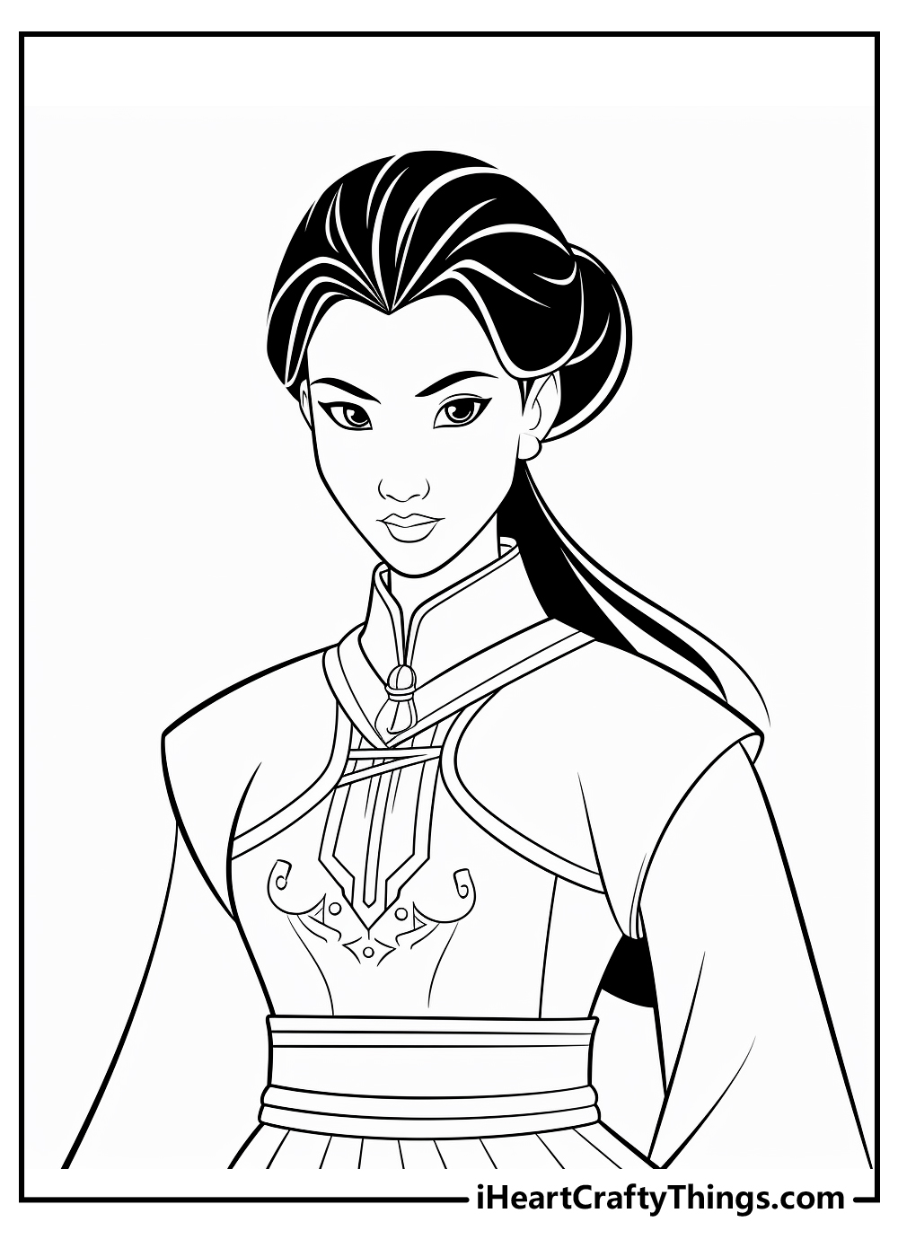 black-and-white mulan coloring sheet