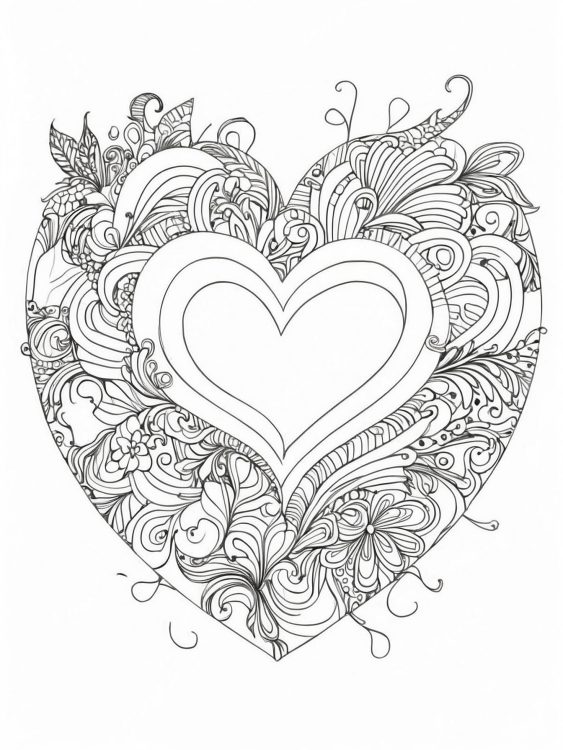 Abstract Heart Coloring Page