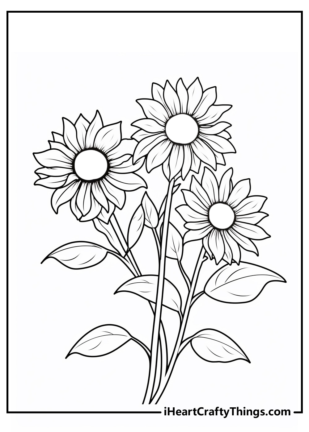 black-and-white sunflower coloring printable