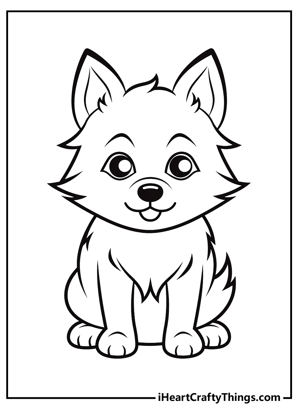 black-and-white wolf coloring printable