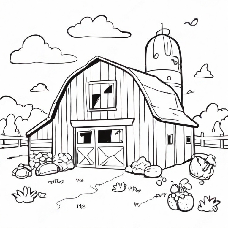cartoon barn drawing