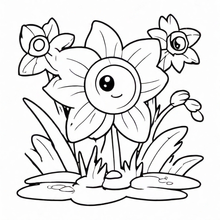 cartoon daffodil drawing