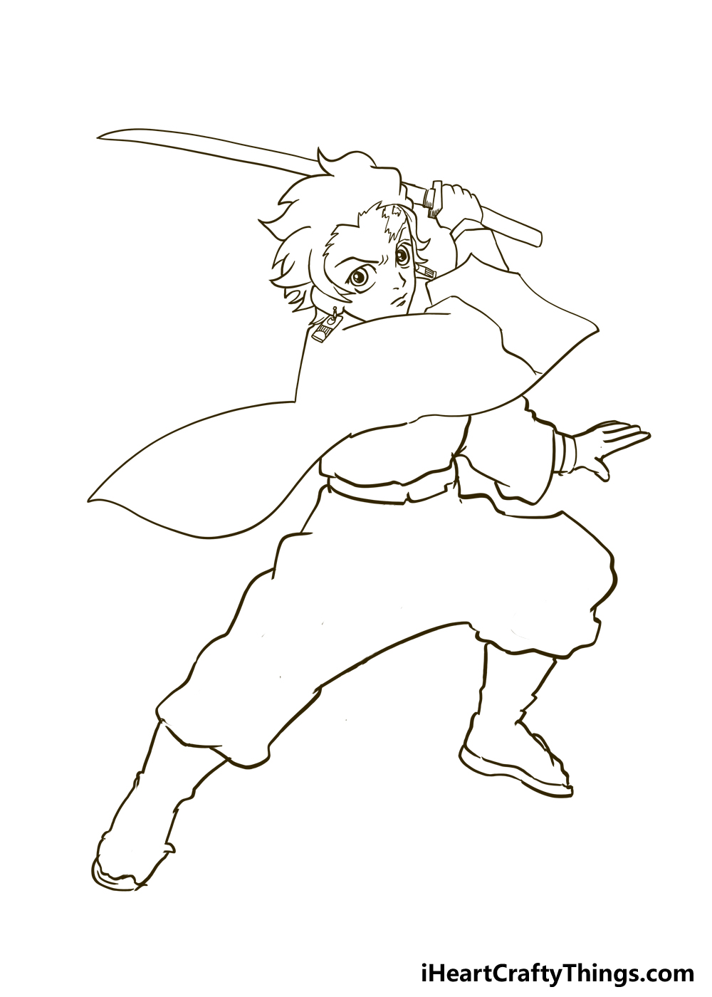 How to Draw Demon Slayer step 4