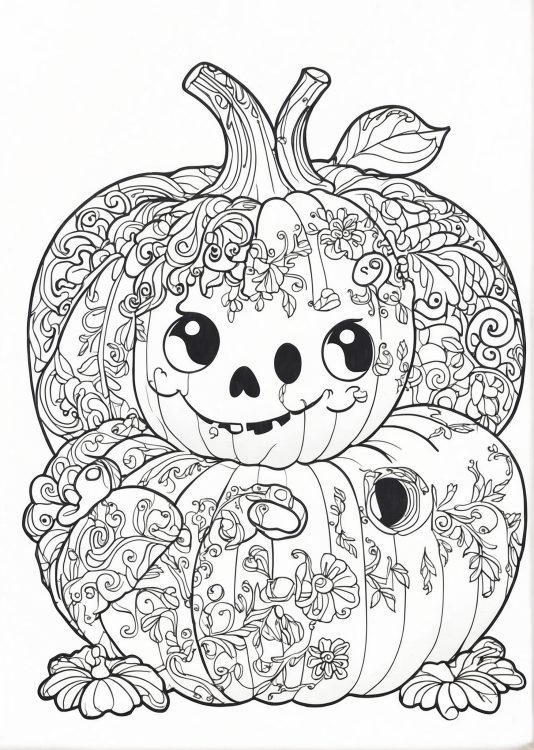 Carved Pumpkin Coloring Page